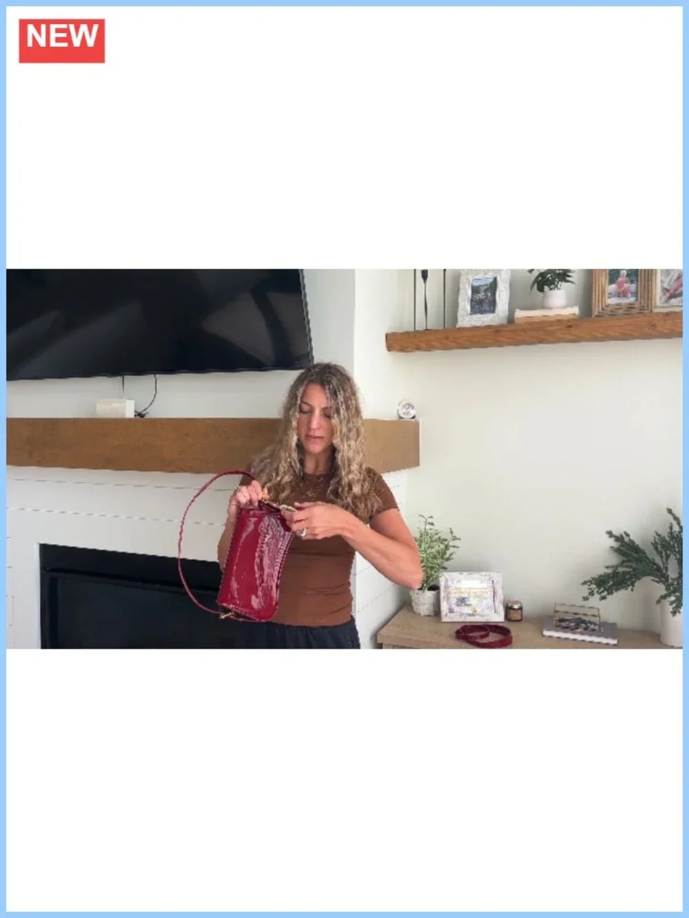 Hobo Shoulder Bag with Cherry Pendant PU Leather 3-Way Crossbody Purse